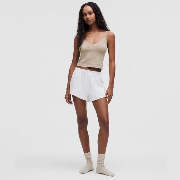 🆕🤍 Lululemon Cotton Pointelle Cropped Cami Tank - Sheer Oak - Picture 1 of 9